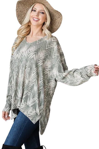 Warm Chevron Print Top