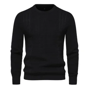 Warm Men's Pullovers Sweater for Fall and Winter with Solid Color and Soft Material Casual Classic Sweater Men