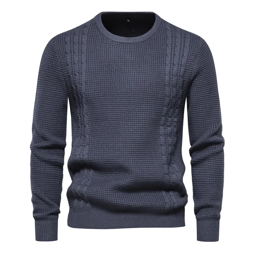 Warm Men's Pullovers Sweater for Fall and Winter with Solid Color and Soft Material Casual Classic Sweater Men