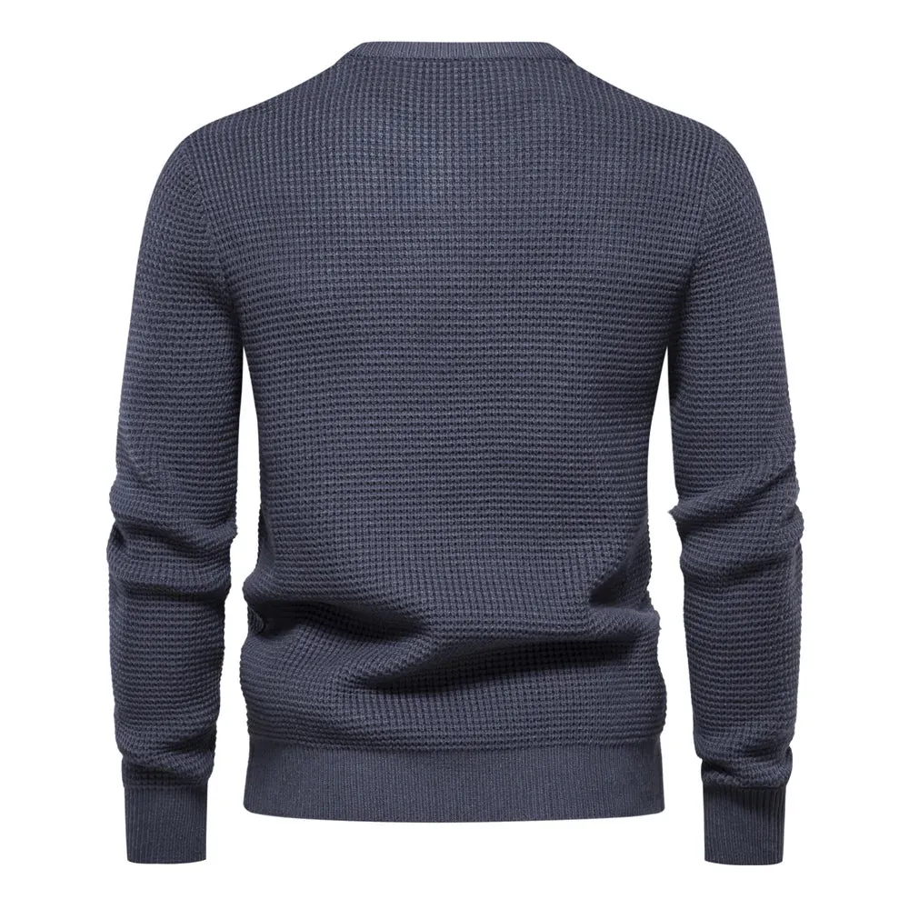 Warm Men's Pullovers Sweater for Fall and Winter with Solid Color and Soft Material Casual Classic Sweater Men