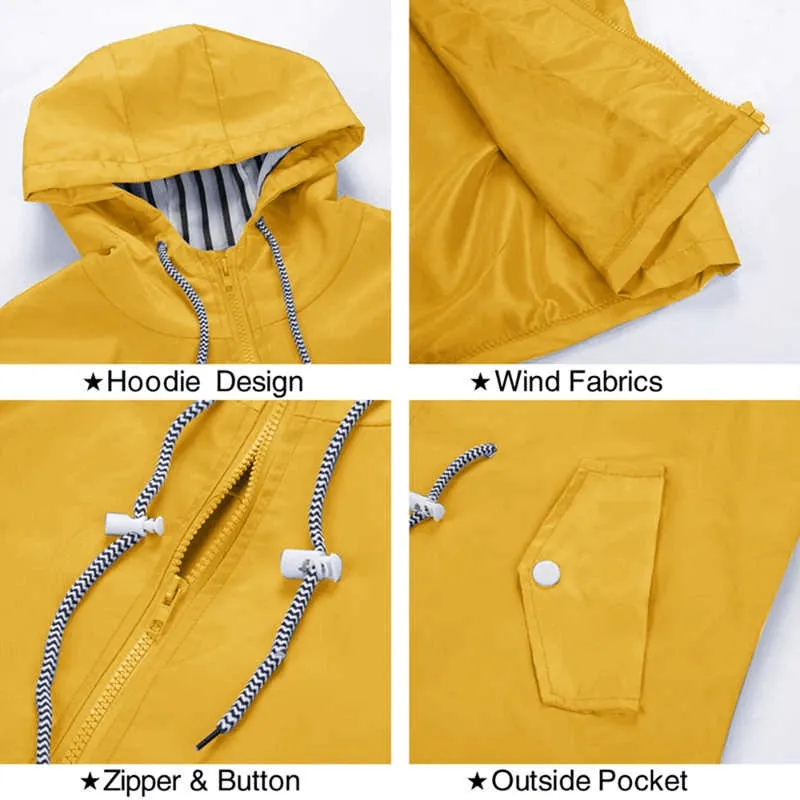 Waterproof Hooded Rain Long Jacket / Windproof Lightweight Outdoor Clothes - SF0078