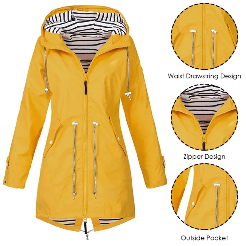 Waterproof Hooded Rain Long Jacket / Windproof Lightweight Outdoor Clothes - SF0078