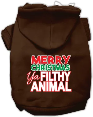 Ya Filthy Animal Screen Print Pet Hoodie Brown Sm (10)