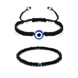 Yellow Chimes Bracelet for Men and Women | 2 Pcs of Black Beads Evil Eye Nazariya Style Bracelets for Boys and Girls | Birthday Gift for Girls and Women Anniversary Gift for Wife and Husband