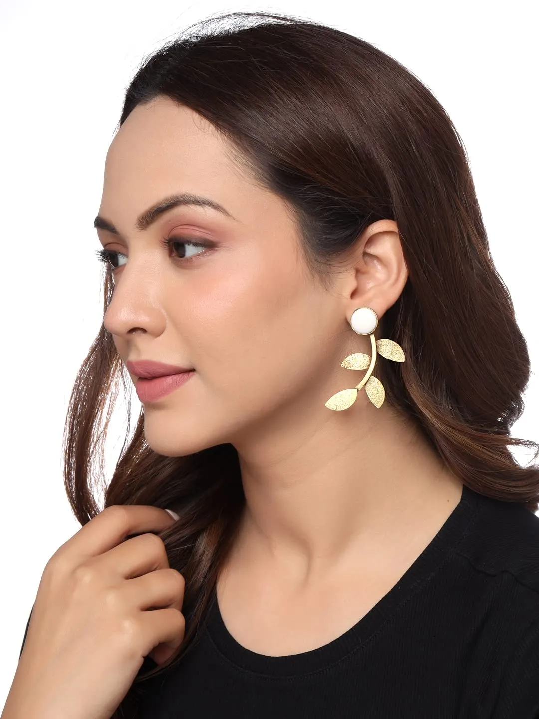 Yellow Chimes Earrings for Women and Girls | Gold Drop Earring | Gold Plated Drop | Leaf Shaped Western Drop | Accessories Jewellery for Women | Birthday Gift for Girls and Women Anniversary Gift for Wife