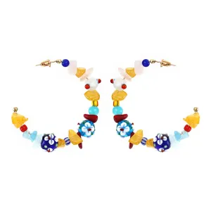 Yellow Chimes Earrings For Women Multicolor Beads Studded Hoop Earrings For Women and Girls