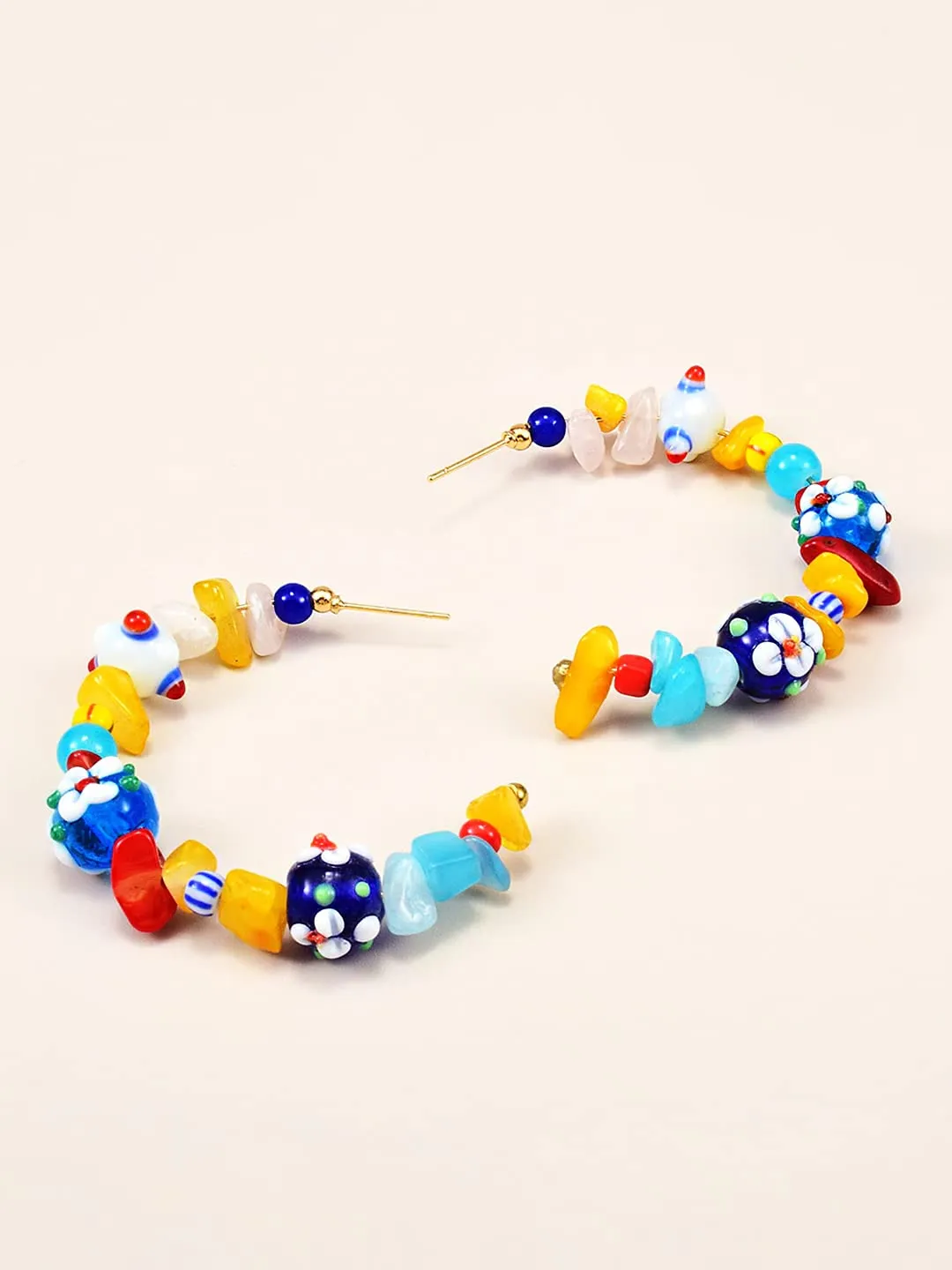 Yellow Chimes Earrings For Women Multicolor Beads Studded Hoop Earrings For Women and Girls