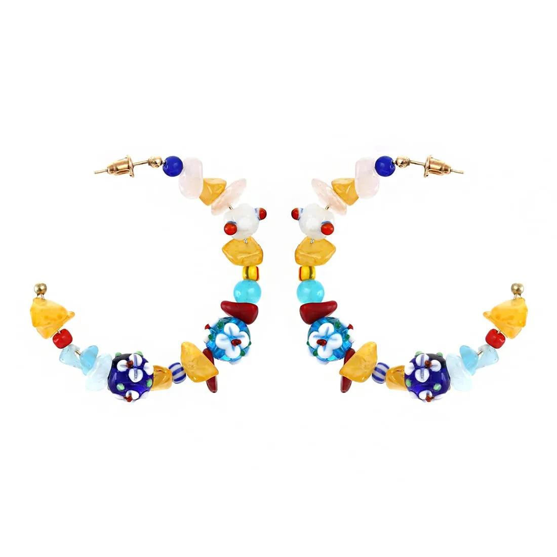 Yellow Chimes Earrings For Women Multicolor Beads Studded Hoop Earrings For Women and Girls